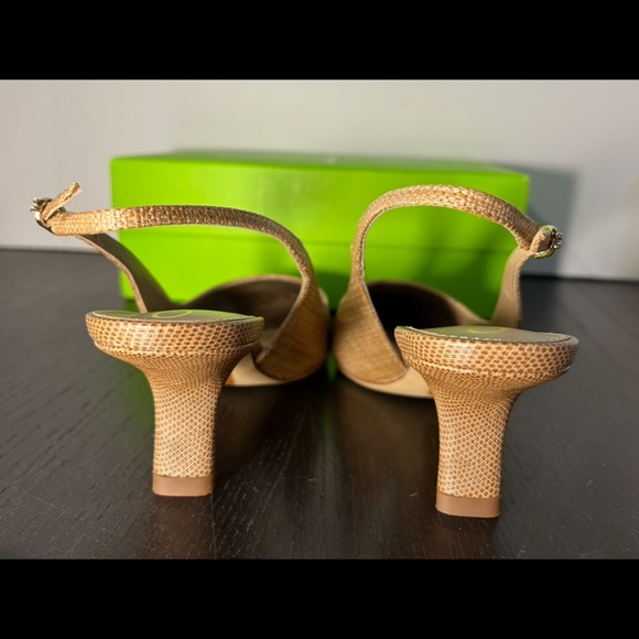 Sam Edelman Bianka Slingback Pointed Toe Pump Buff Tan Raffia Womans 8 - Picture 9 of 16